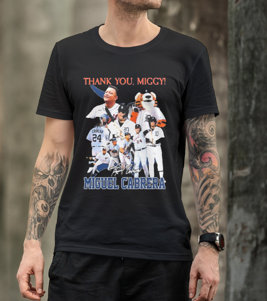 Thank You Miggy Miguel Cabrera Detroit Tigers Legend Signature T-Shirt