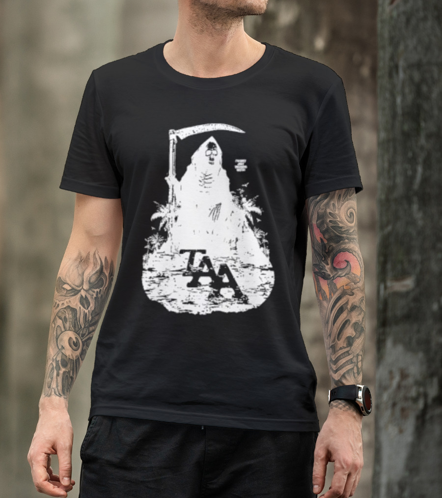 Treading Water TAA Grim Reaper With Scythe And Palm Trees T-Shirt