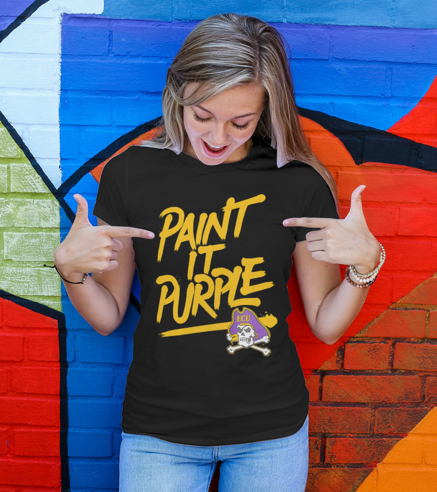Paint It Purple Carolina ECU Pirates Skull T-Shirt
