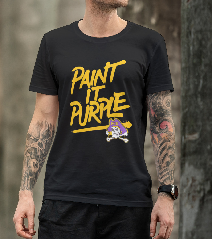 Paint It Purple Carolina ECU Pirates Skull T-Shirt
