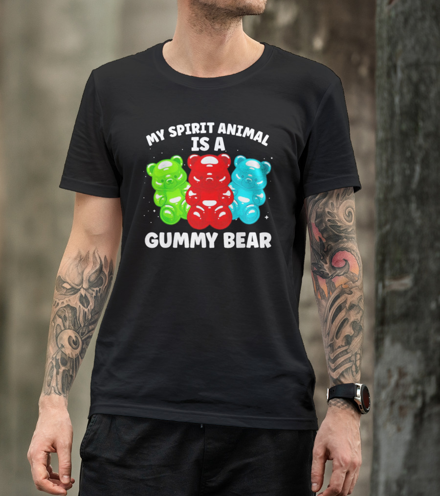My Spirit Animal Is A Gummy Bear Trio Featuring Red Green And Blue Bears T-Shirt