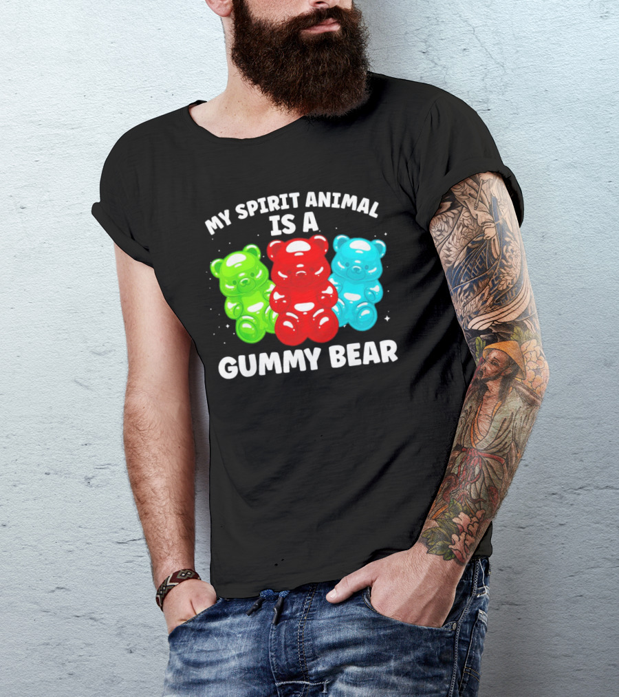My Spirit Animal Is A Gummy Bear Trio Featuring Red Green And Blue Bears T-Shirt