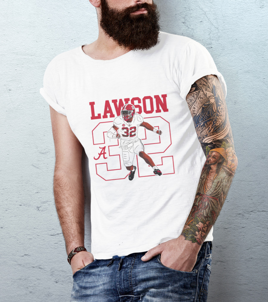 Lawson 32 Alabama Crimson Tide Football Caricature T-Shirt