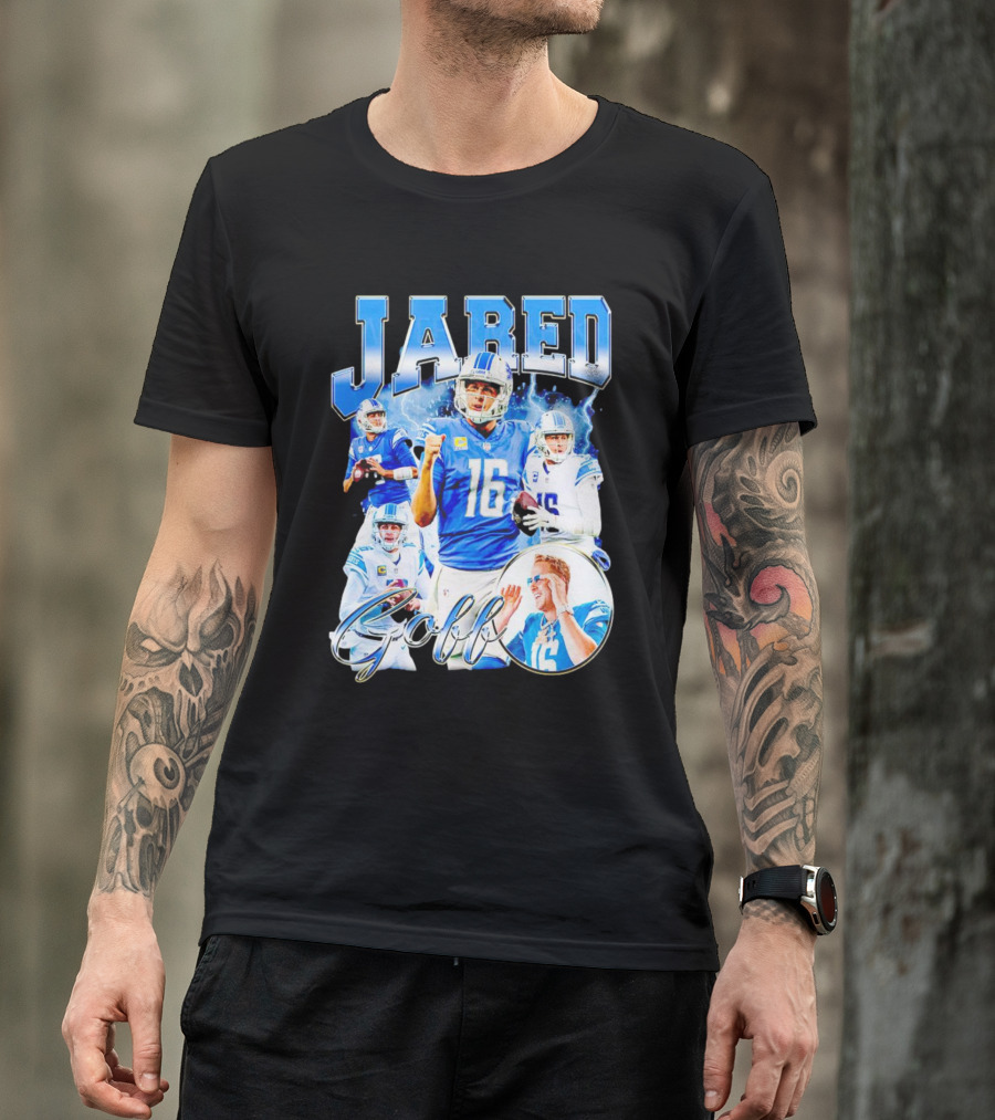 Jared Goff Detroit Lions Quarterback Football Action Montage T-Shirt
