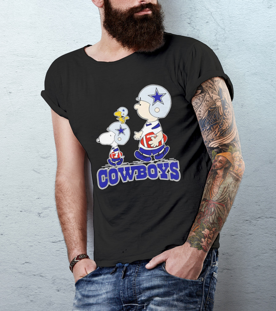 Cowboys Snoopy Charlie Brown Woodstock Football Helmets T-Shirt