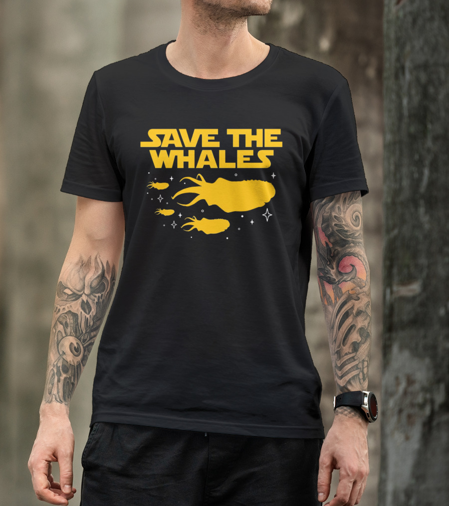 Save The Whales I Mean Purrgil Star Wars Parody Yellow Space Creatures T-Shirt