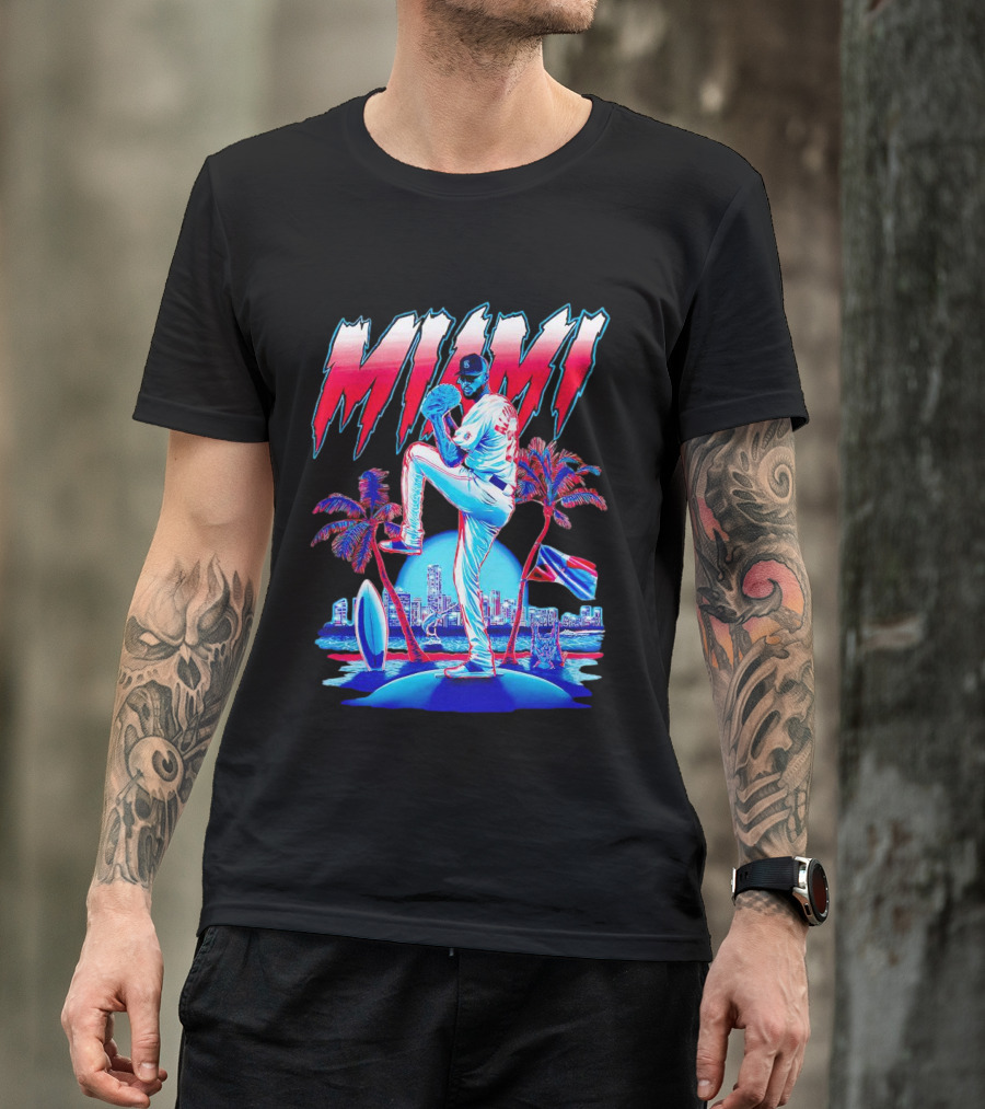 Miami Marlins Sandy Alcántara Cartoon Vintage T-Shirt