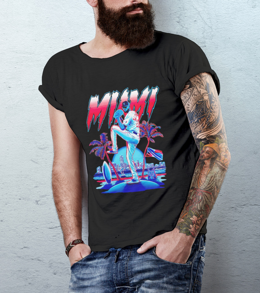 Miami Marlins Sandy Alcántara Cartoon Vintage T-Shirt