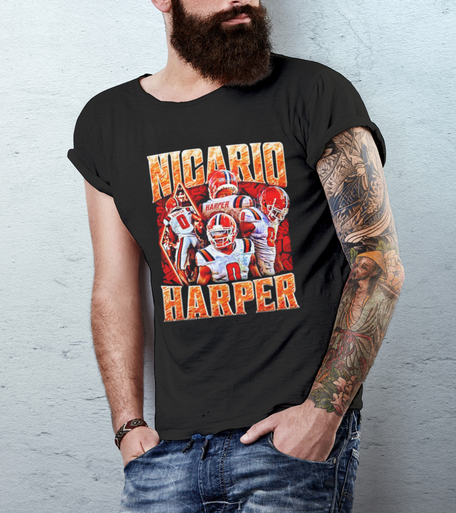 Nicario Harper Illinois Fighting Illini Football Vintage Harper 0 Jersey Collage T-Shirt