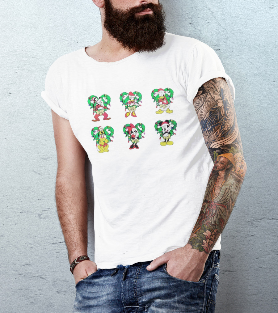 Mickey And Friends Festive Christmas Wreath Collection T-Shirt