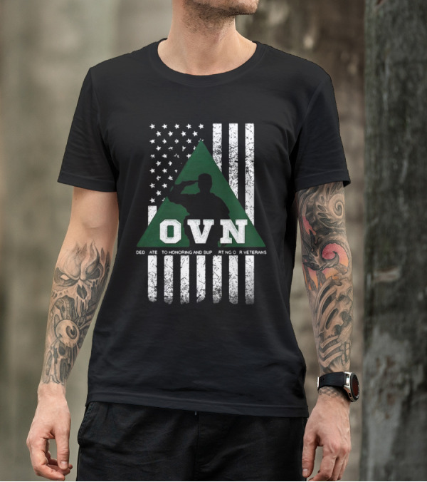 OVN Honoring And Supporting Our Veterans With American Flag And Saluting Soldier T-Shirt