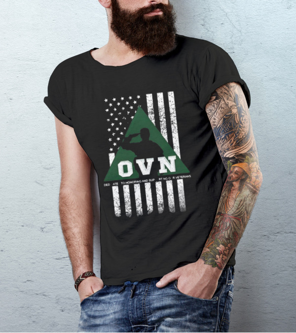 OVN Honoring And Supporting Our Veterans With American Flag And Saluting Soldier T-Shirt