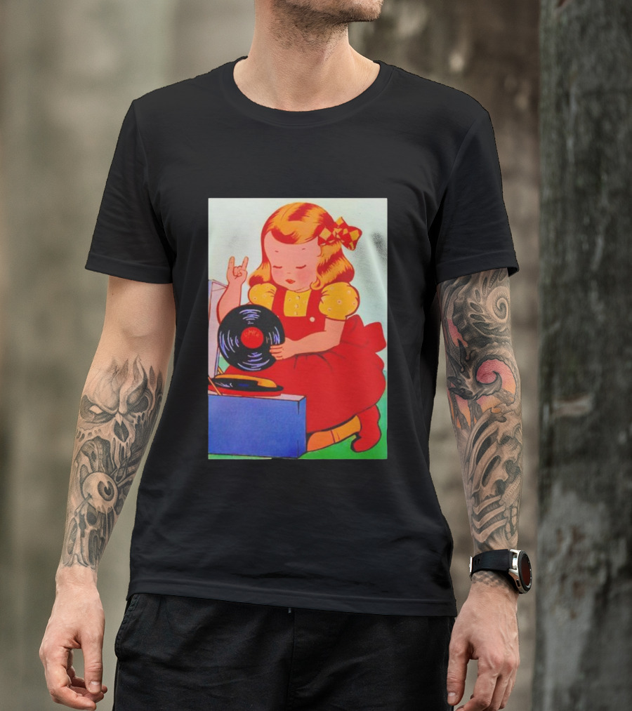 Sweet Unholy One Slayer Little Girl Listening To Vinyl Record T-Shirt