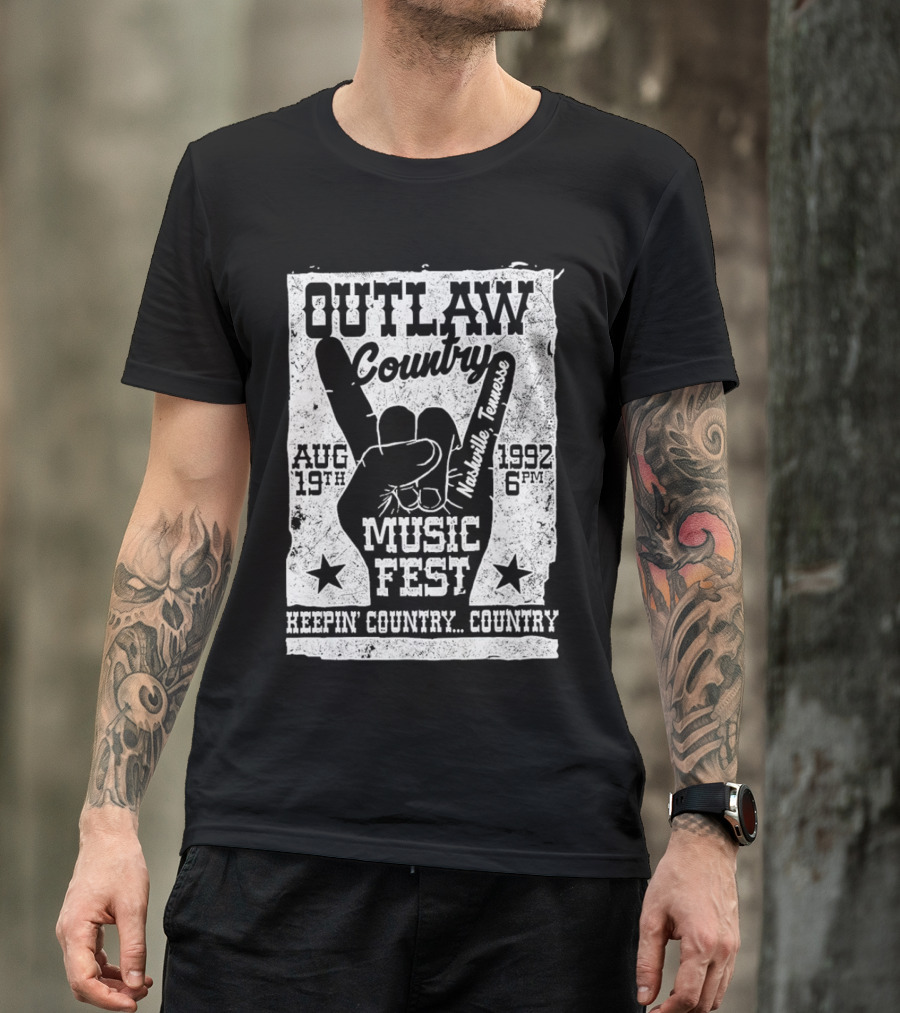 Outlaw Country Music Fest Nashville Tennessee Aug 19th 1992 6PM Keepin' Country Country T-Shirt