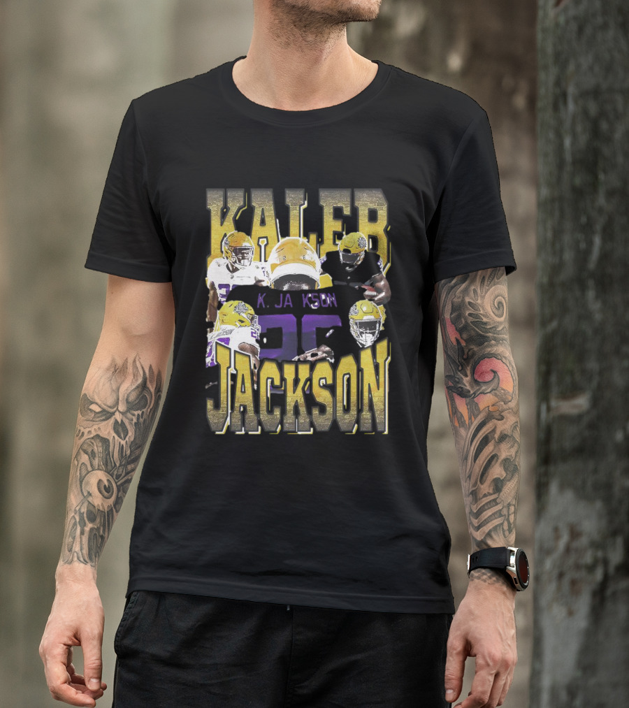 Kaleb Jackson LSU Tigers Football Vintage Retro Athlete Collage T-Shirt