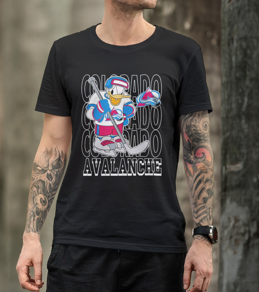 Colorado Avalanche Disney Donald Duck Hockey Team Burgundy T-Shirt