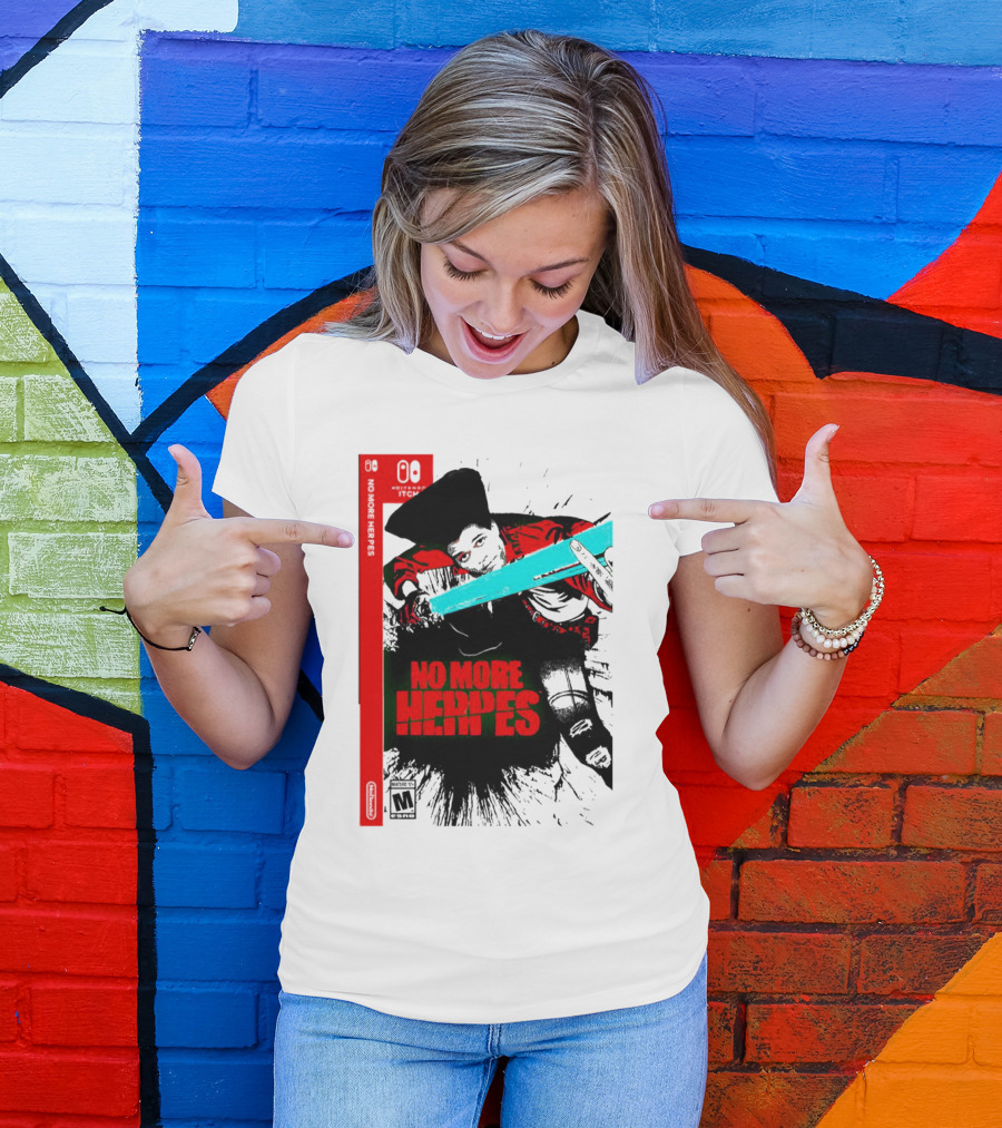 No More Heroes Game Box Art With Character And Sword T-Shirt