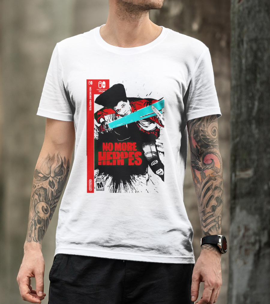 No More Heroes Game Box Art With Character And Sword T-Shirt