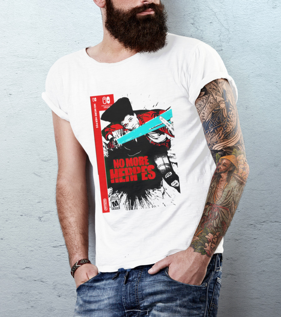 No More Heroes Game Box Art With Character And Sword T-Shirt