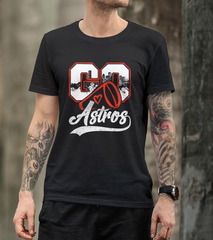 Go Astros City Cheer With Heart And Megaphone T-Shirt