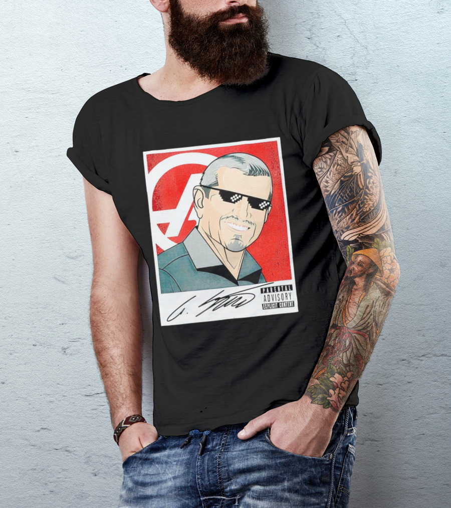 Guenther Steiner Parental Advisory Explicit Content Signature F1 Racing Image T-Shirt