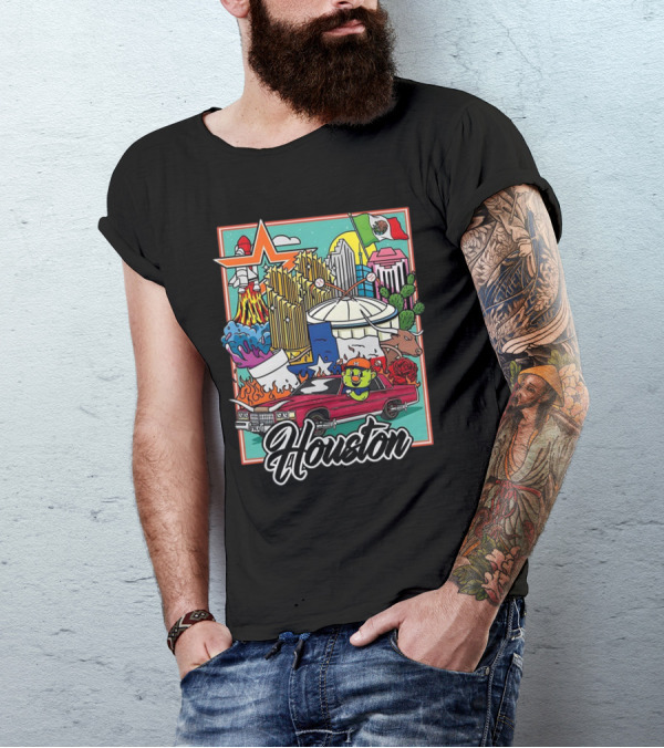 Houston Astros TwoSton Cityscape And Culture Montage T-Shirt