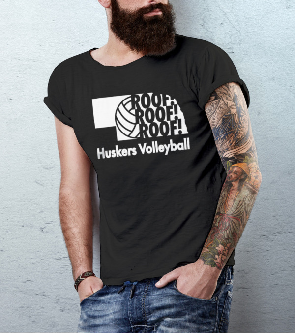 Huskers Volleyball Roof Roof Roof T-Shirt