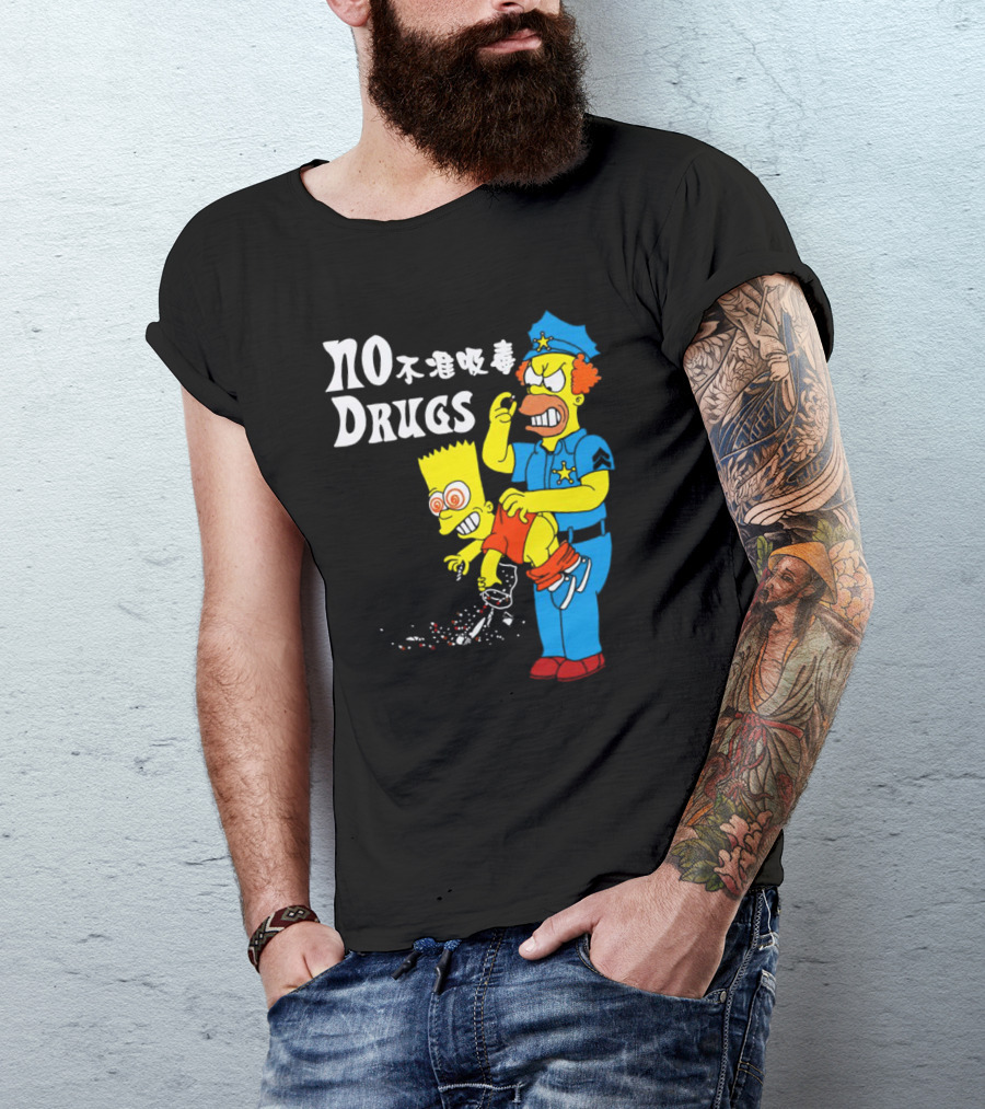 NO DRUGS The Simpson Police Officer抓住Bart Simpson不准吸毒 T-Shirt