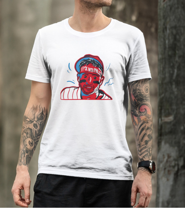 I Fck With Philly Philadelphia Phillies Cartoon Player Fan T-Shirt