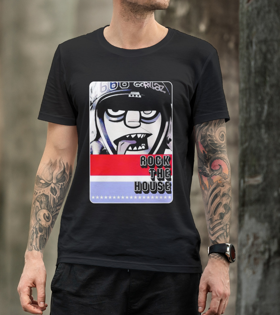 Gorillaz Rock The House 66 50s Style Helmet T-Shirt