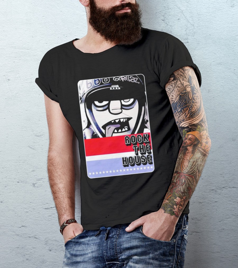 Gorillaz Rock The House 66 50s Style Helmet T-Shirt