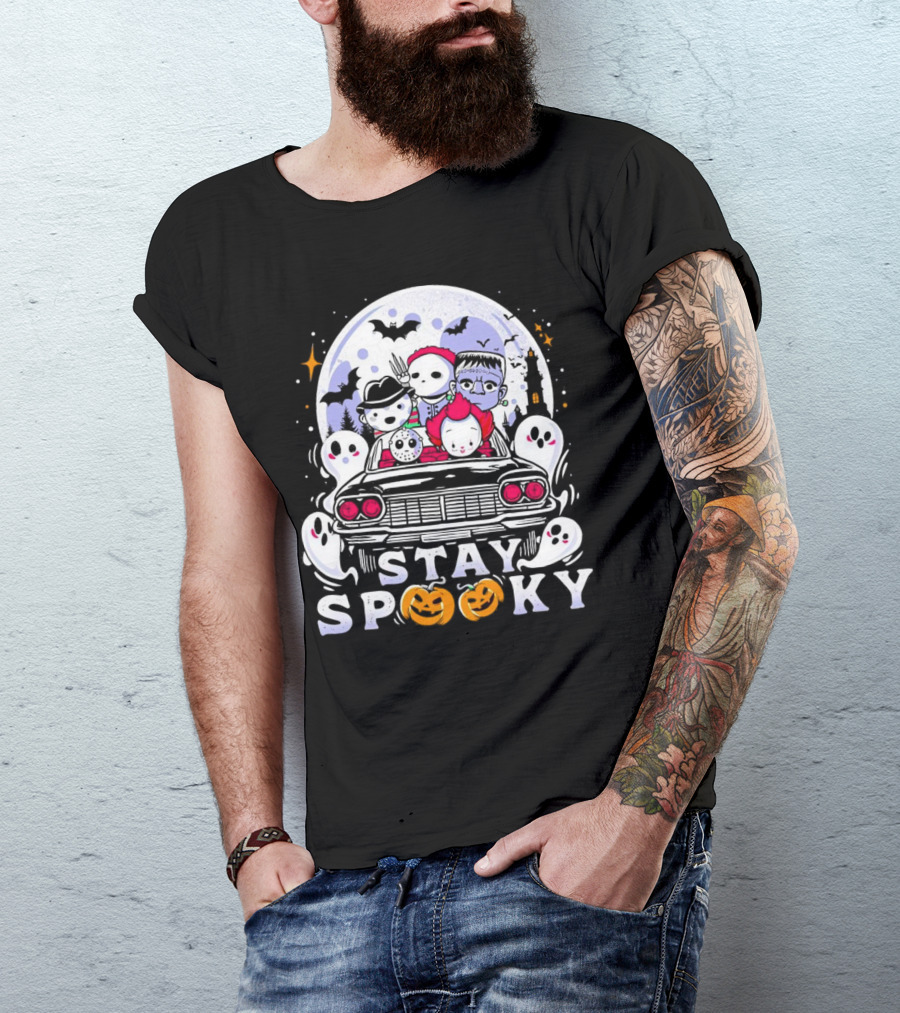 Stay Spooky Halloween Horror Movie Characters Car Ride T-Shirt