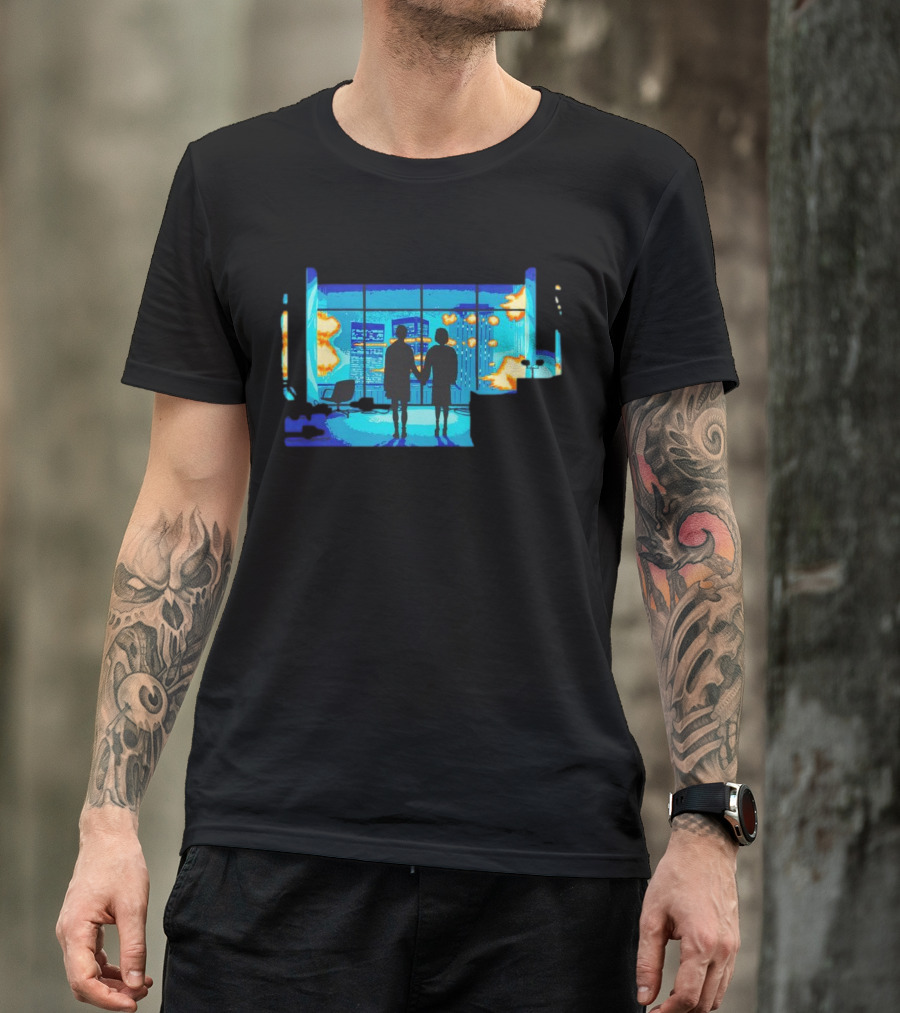 Explosion Fire Cityscape Window T-Shirt