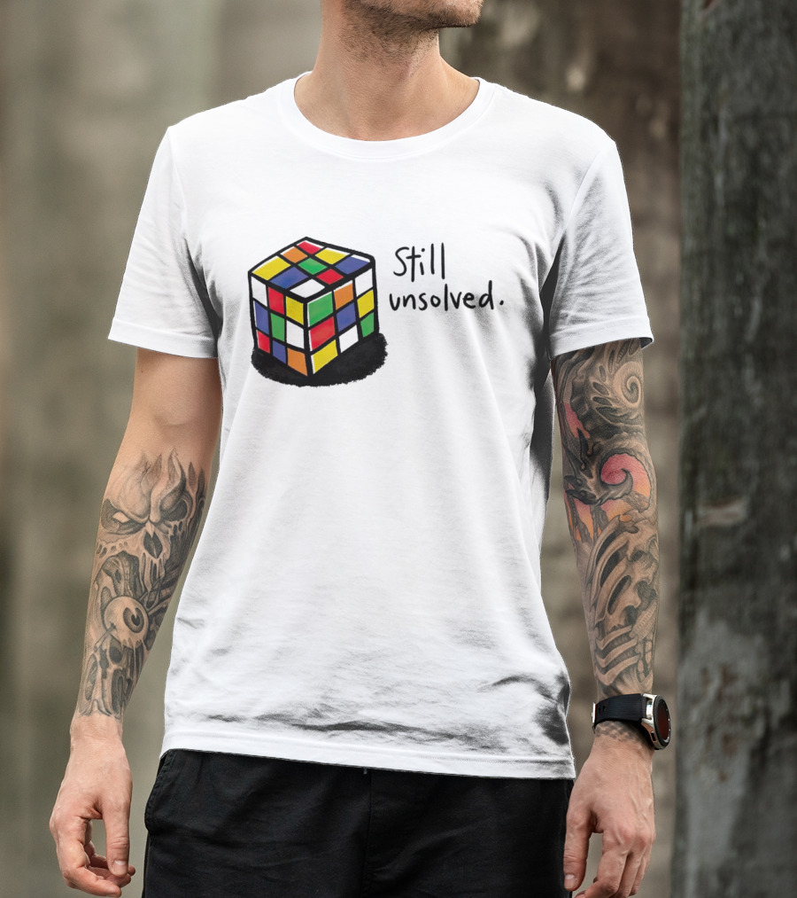 Rubik's Cube Still Unsolved Black Background Puzzle Humor T-Shirt