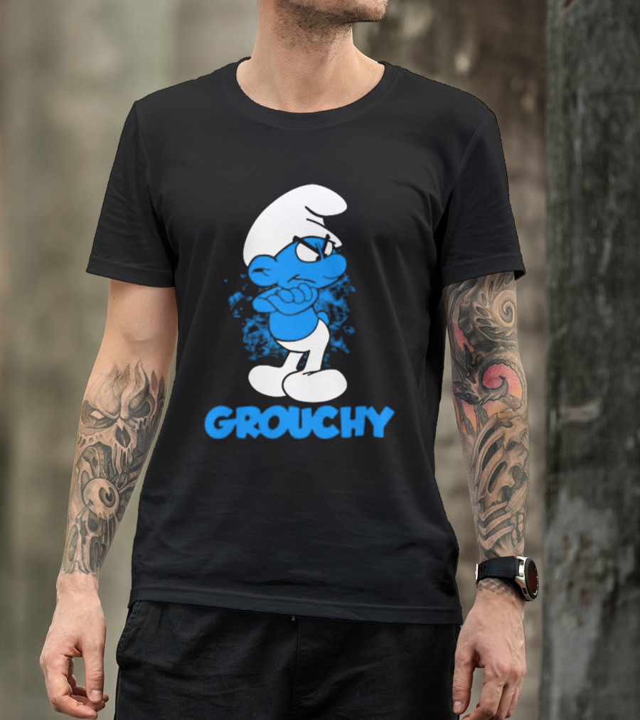 Grouchy Smurf Blue Attitude Character T-Shirt