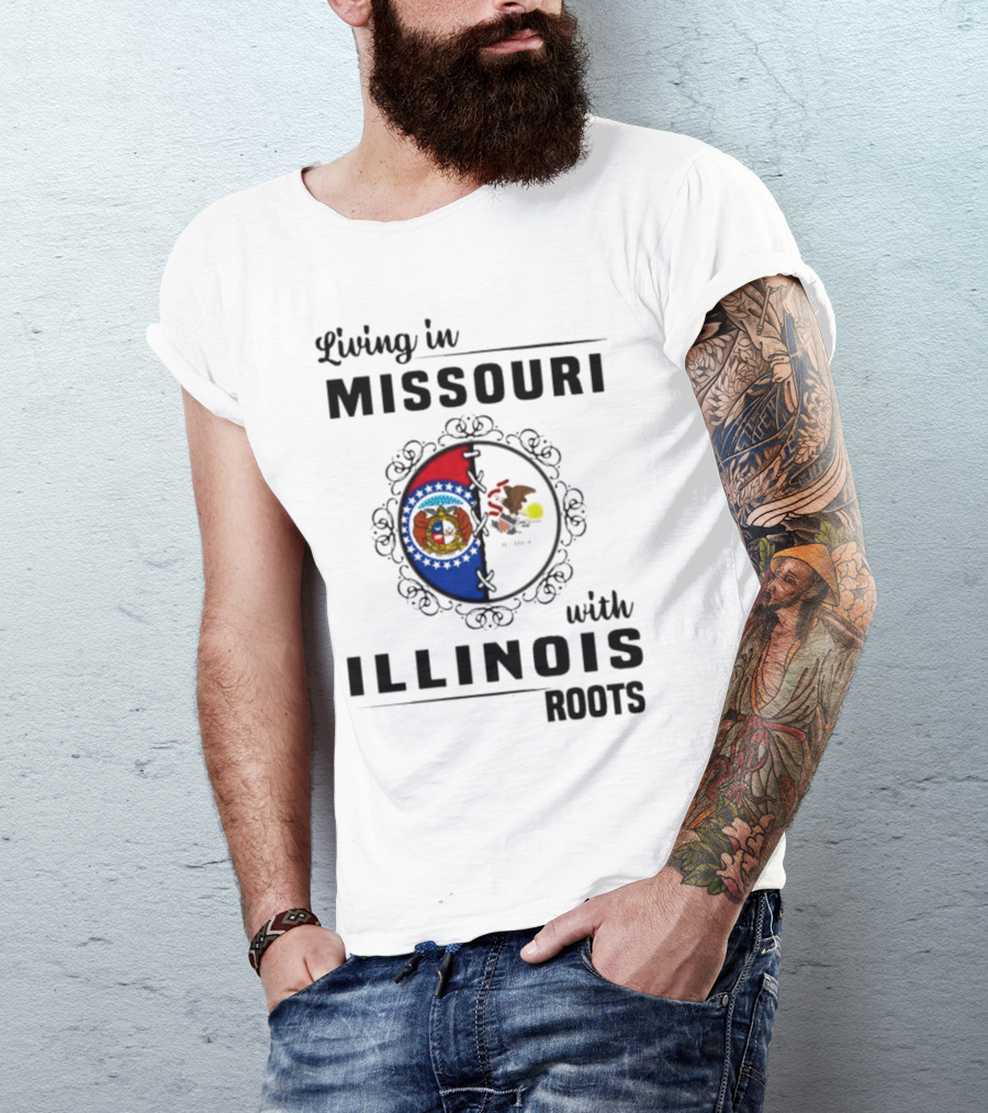 Living In Missouri With Illinois Roots State Seals Emblem T-Shirt