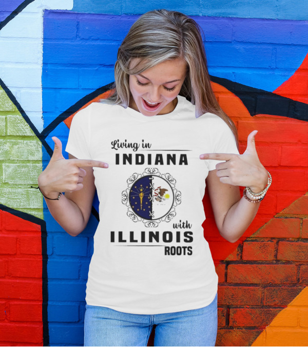 Indiana Living With Illinois Roots Emblem T-Shirt