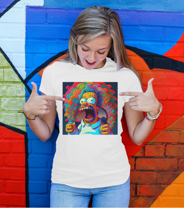 Homer Simpson Psychedelic Scream Wave Explosion T-Shirt