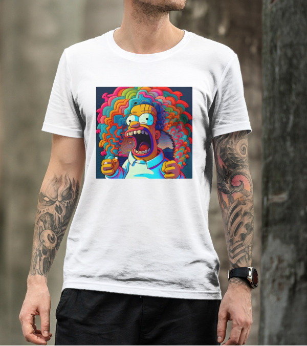 Homer Simpson Psychedelic Scream Wave Explosion T-Shirt
