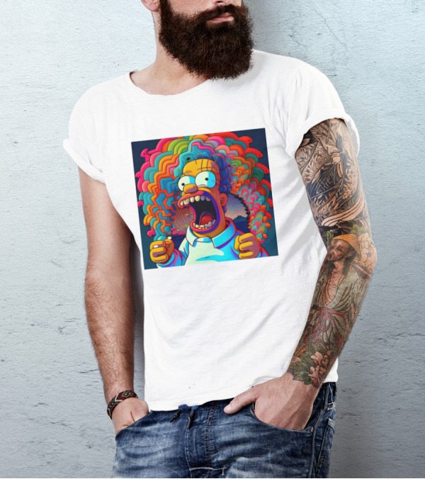 Homer Simpson Psychedelic Scream Wave Explosion T-Shirt