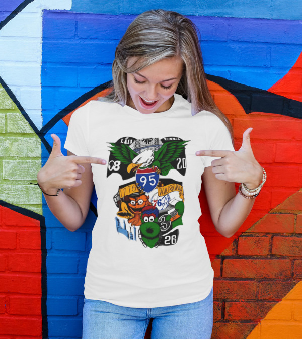 LII Eagle 215 Philadelphia 98 20 1776 76ers 26 Mascot T-Shirt