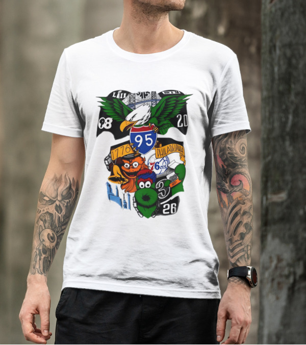 LII Eagle 215 Philadelphia 98 20 1776 76ers 26 Mascot T-Shirt