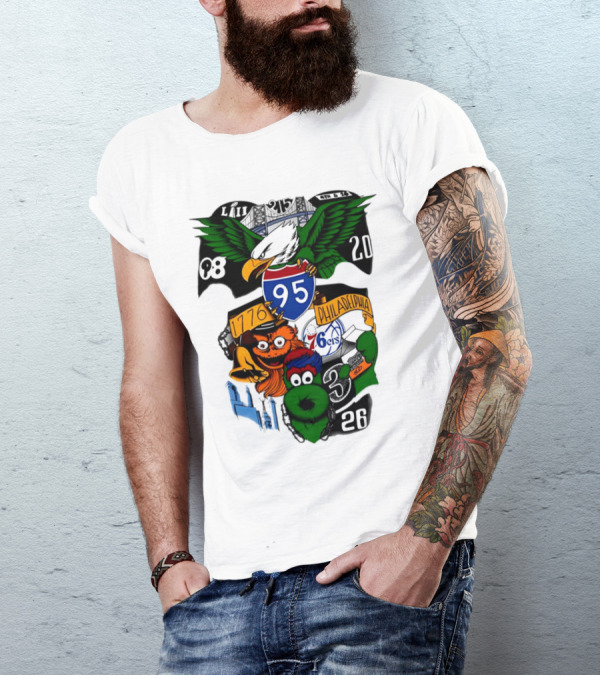 LII Eagle 215 Philadelphia 98 20 1776 76ers 26 Mascot T-Shirt
