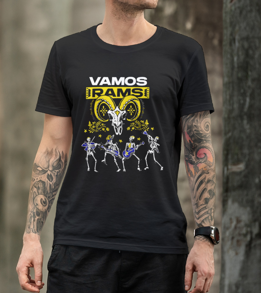 Vamos Rams Dia De Los Muertos Skeleton Dance T-Shirt