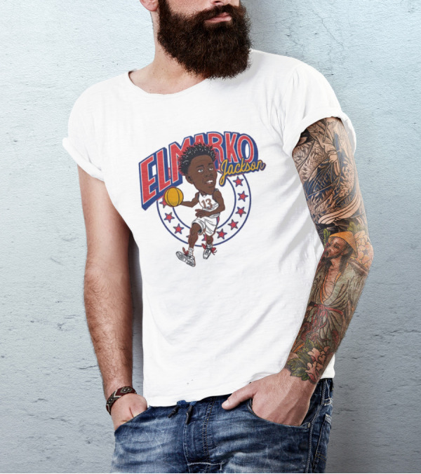 Elmarko Jackson Kansas Jayhawks Basketball Vintage Stars T-Shirt