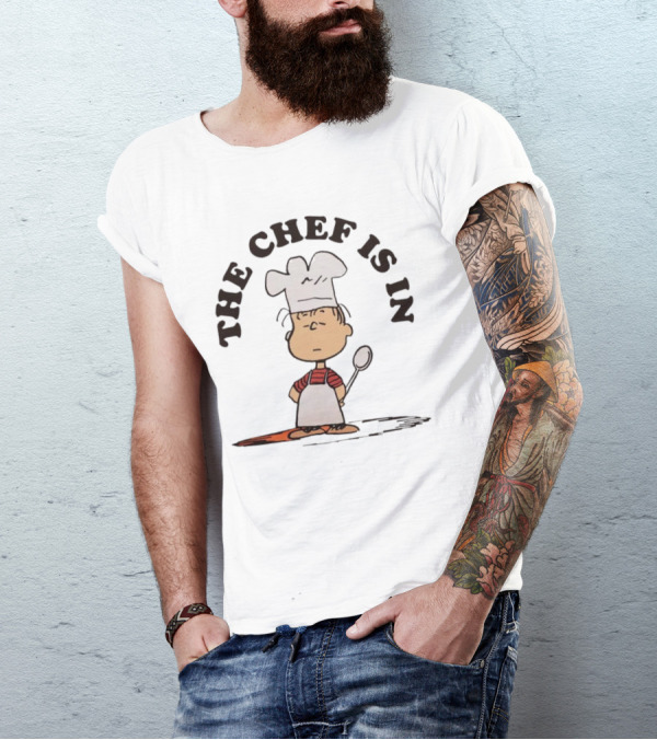 Linus Peanuts The Chef Is In Cooking Spoon Comic Character T-Shirt