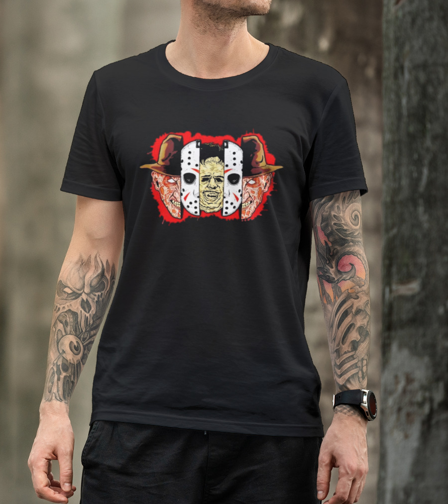 Michael Myers Jason Voorhees Freddy Krueger Slasher Trio Mask Horror Icons T-Shirt