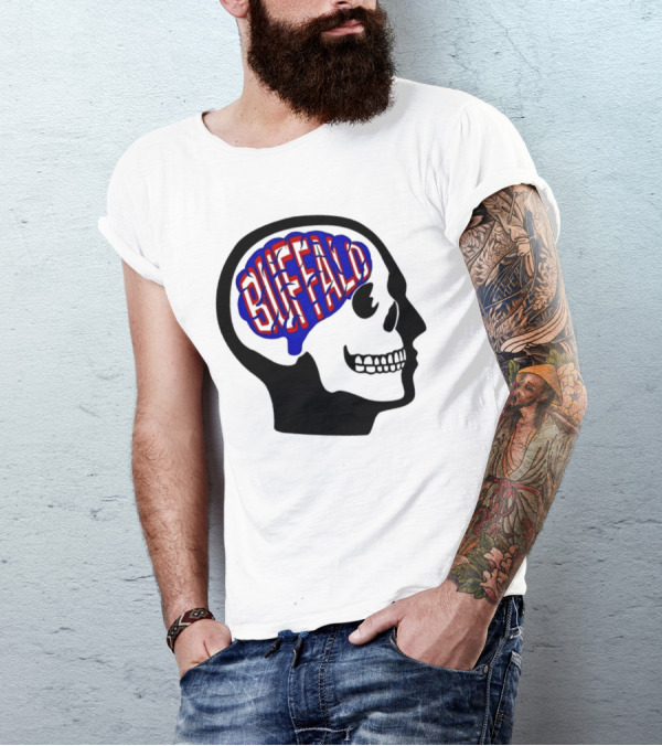 Buffalo Brain Outline In Skull T-Shirt