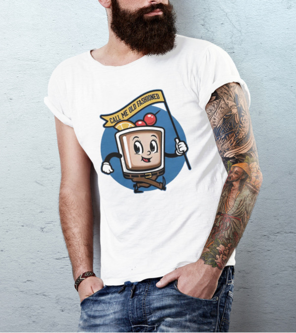 Call Me Old Fashioned Whiskey Animated Cocktail Character With Cherry And Orange T-Shirt