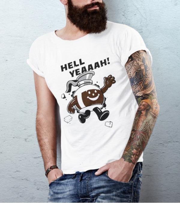 HELL YEAAAH FOR COFFEE MASCOT RUNNING ENTHUSIASTICALLY WITH ICE CUBES T-Shirt